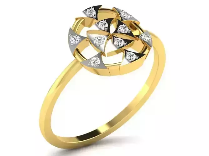 Round Shaped Golden Ring With Diamonds 2