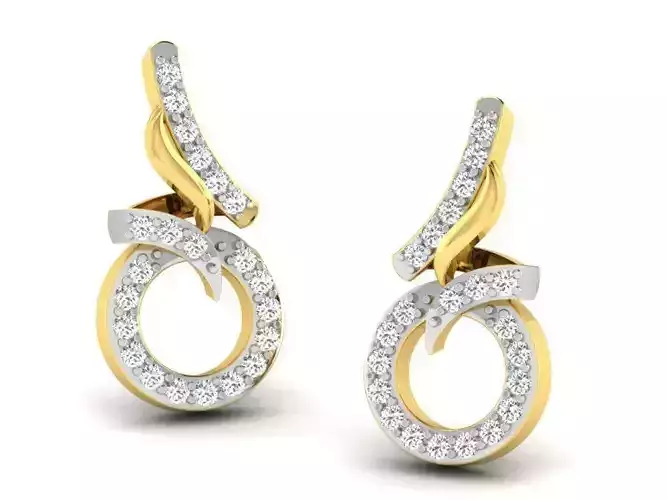 Round Shaped Golden Earrings With Diamonds 10