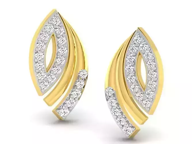 Marquise Shaped Golden Earrings With Diamonds 11