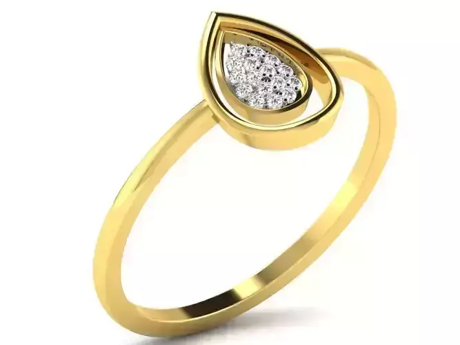 Drop Shaped Golden Ring With Diamonds 4