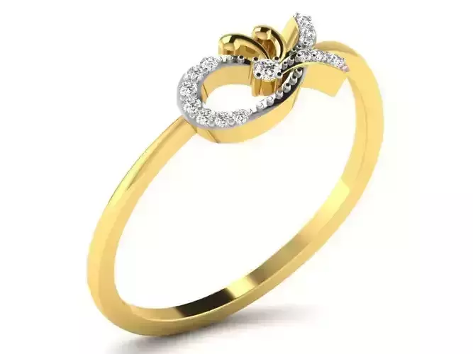 Golden Engagement Ring With Diamonds 56
