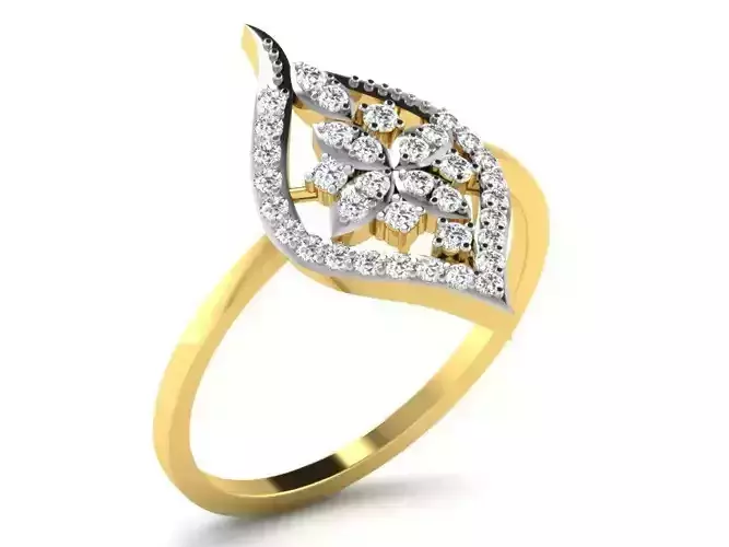 Marquise Shaped Golden Ring With Diamonds 2