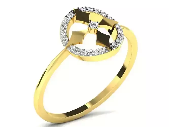Round Shaped Golden Ring With Diamonds 4