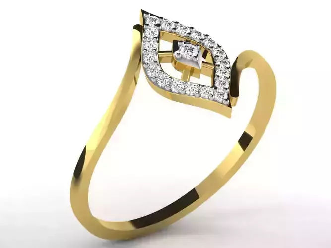 Marquise Shaped Golden Spiral Ring With Diamonds