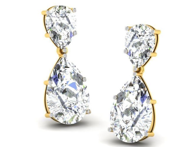 Drop Shape Drop Earrings With Diamonds 5 3D print model