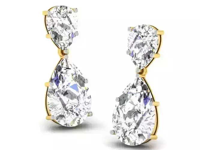 Drop Shape Drop Earrings With Diamonds 5 3D print model