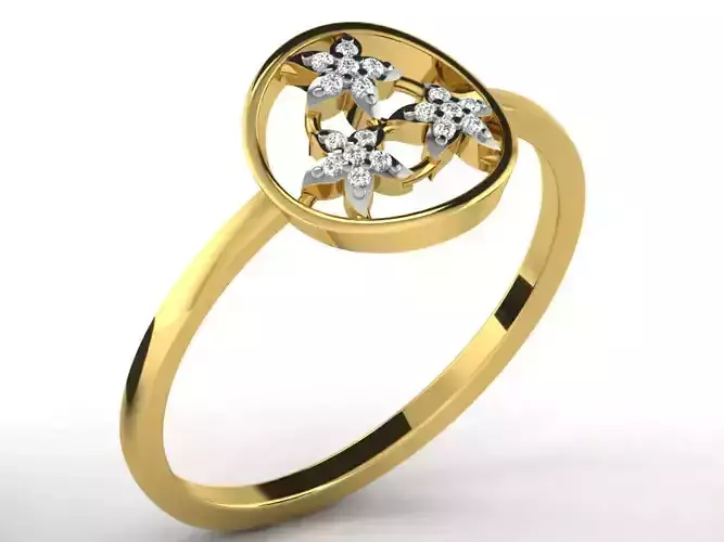 Round Shaped Golden Ring With Diamonds 6