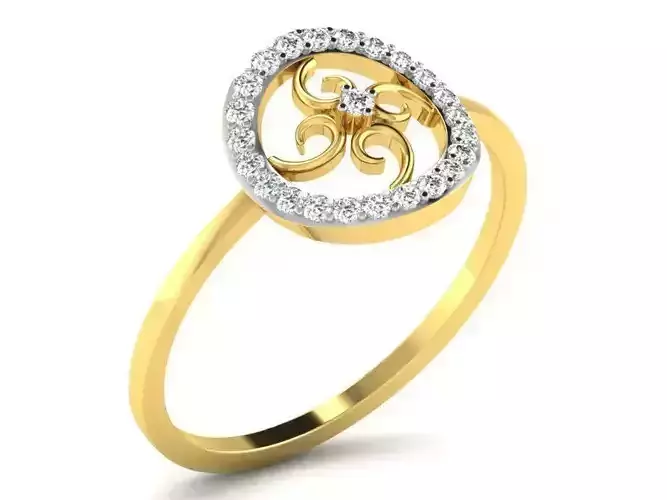 Round Shaped Golden Ring With Diamonds 8