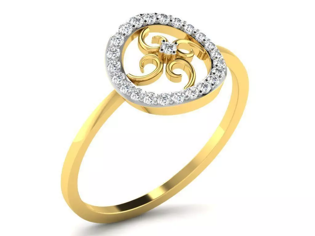 Round Shaped Golden Ring With Diamonds 8 3D print model_0