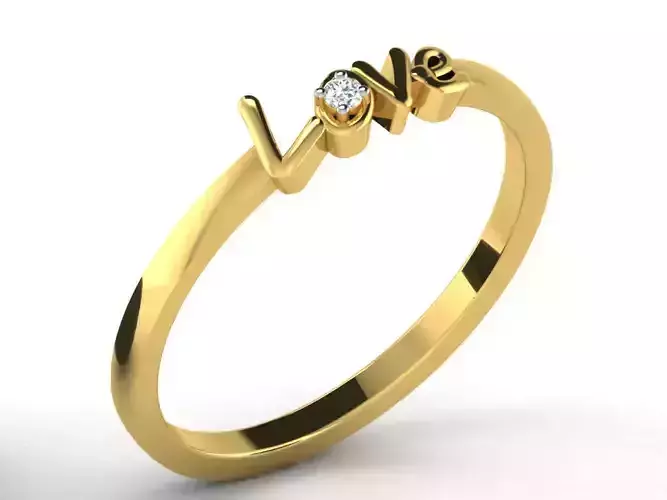 Love Script Gold Ring With Diamonds 2