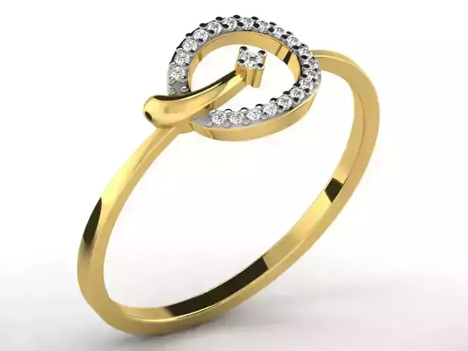 Round Shaped Gold Ring With Diamonds