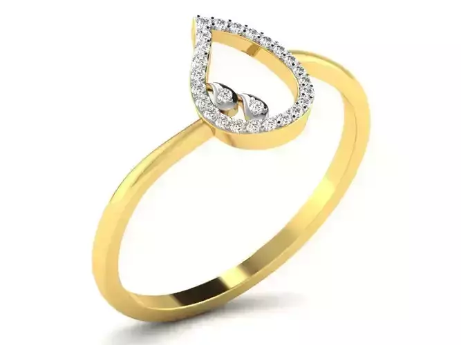 Drop Shaped Gold Ring With Diamonds 1