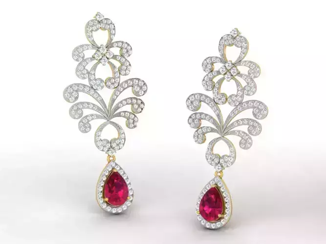 Drop Earrings With Diamonds And Gems