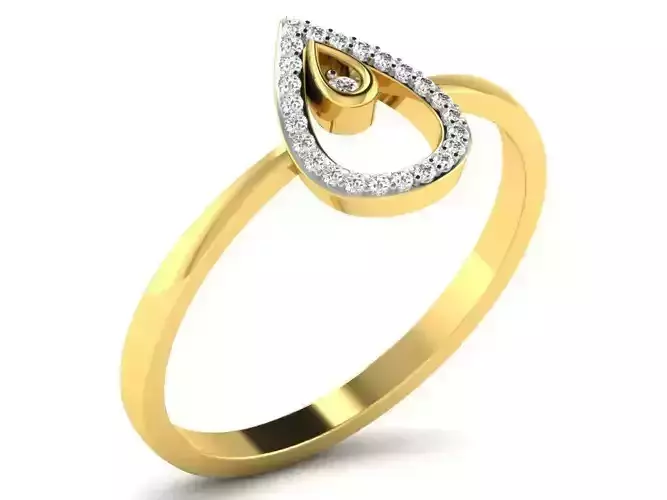 Drop Shaped Gold Ring With Diamonds 2
