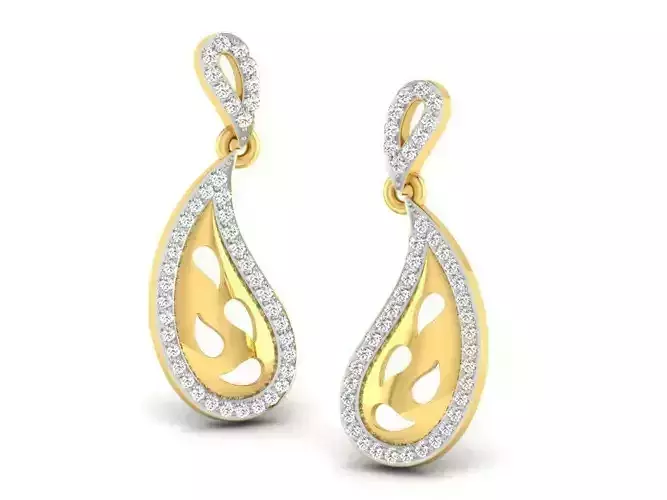 Mango Shaped Drop Earrings With Diamonds 1