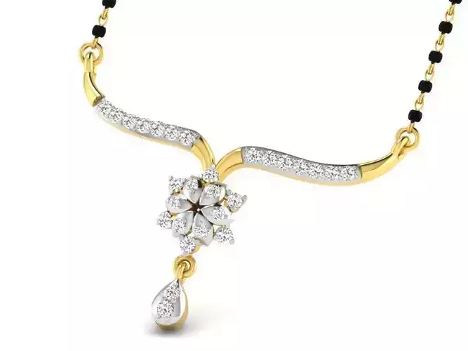 Flower Shaped Gold Necklace With Diamonds