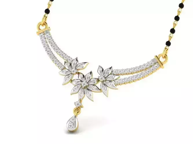 Flower Shaped Gold Necklace With Diamonds 1