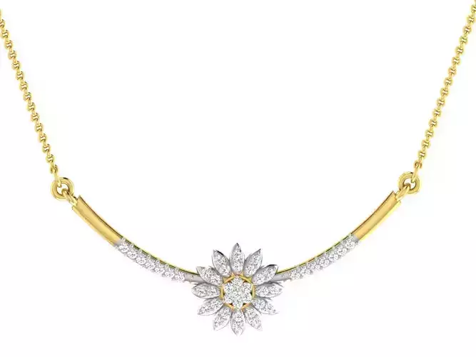 Flower Shaped Gold Necklace With Diamonds 2