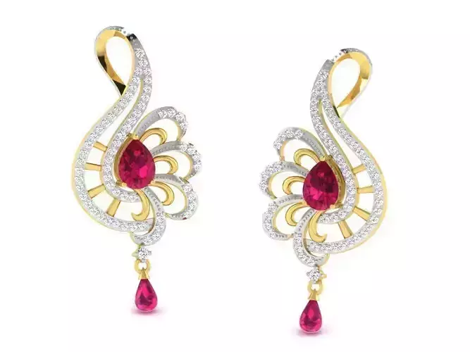 Gold Drop Earrings With Gems