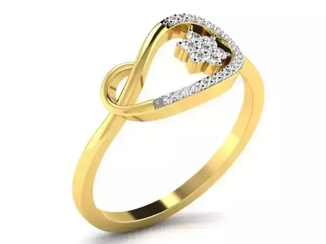 Leaf Shaped Gold Ring With Diamonds 1