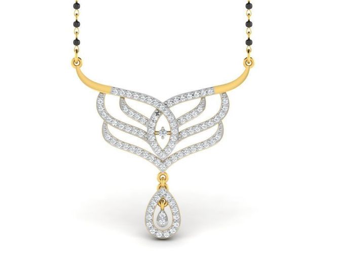 Drop Shaped Gold Necklace With Diamonds 3D print model