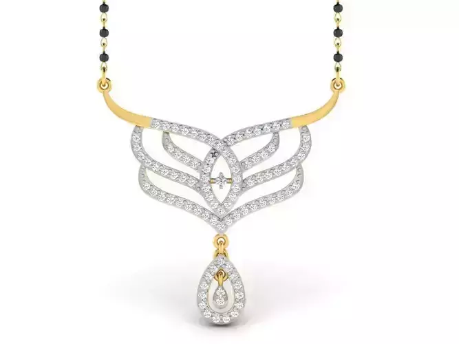 Drop Shaped Gold Necklace With Diamonds