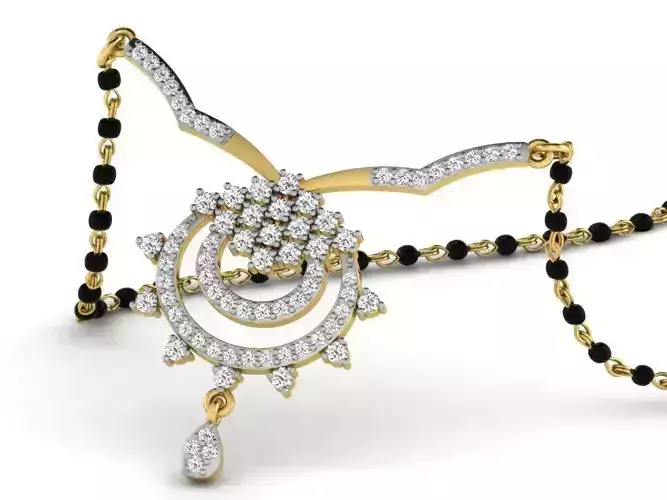 Round Shaped Gold Necklace With Diamonds