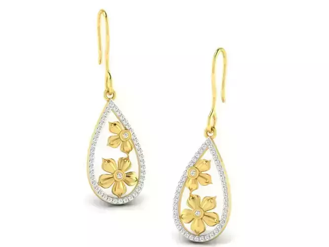 Drop Shaped Drop Earrings With Diamonds 6