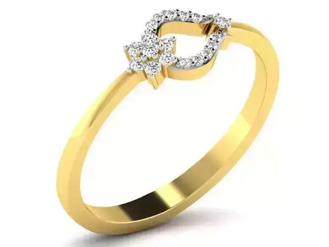 Flower Shaped Gold Ring With Diamonds 5