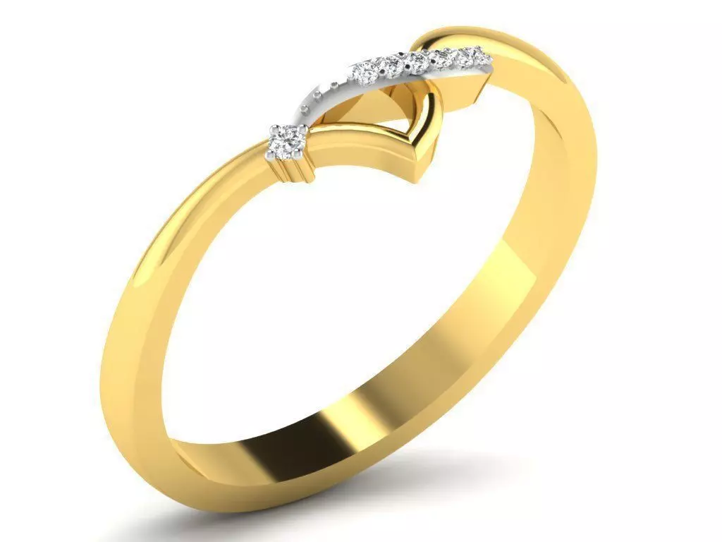 Gold Engagement Ring With Diamonds 12 3D print model_0