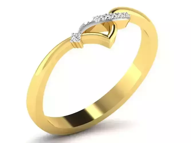 Gold Engagement Ring With Diamonds 12 3D print model