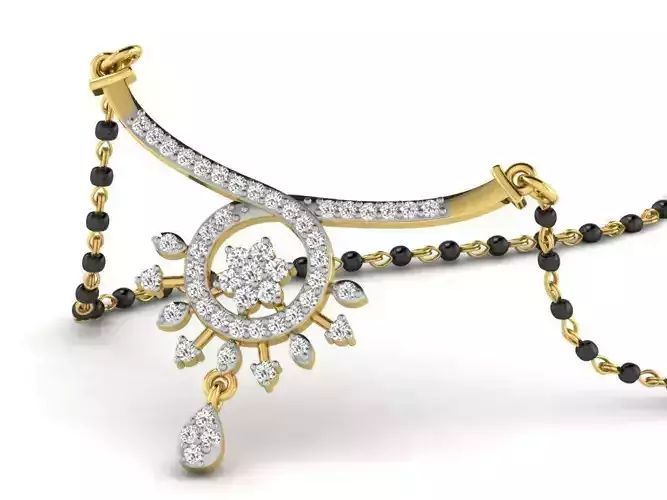 Round Shaped Gold Necklace With Diamonds 1