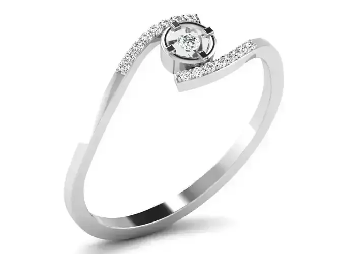 Silver Spiral Ring With Diamonds