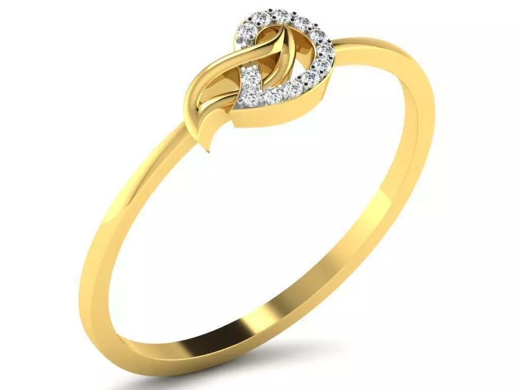 Gold Engagement Ring With Diamonds 15 3D print model_0