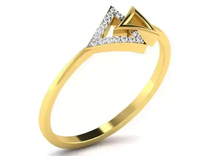 Triangle Shaped Gold Ring With Diamonds