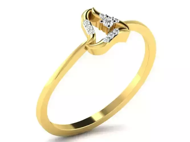 Triangle Shaped Gold Ring With Diamonds 1
