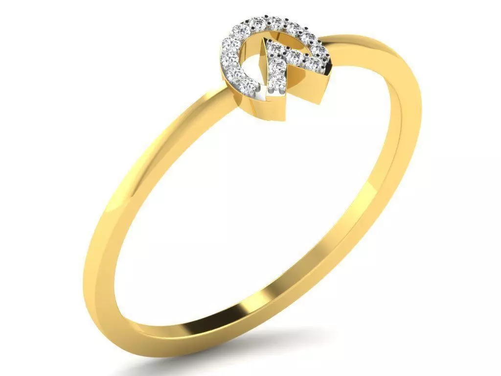 Gold Engagement Ring With Diamonds 16 3D print model_0