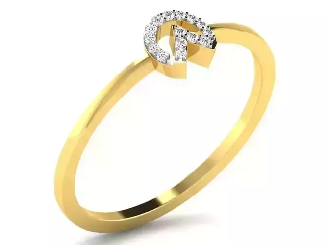 Gold Engagement Ring With Diamonds 16 3D print model