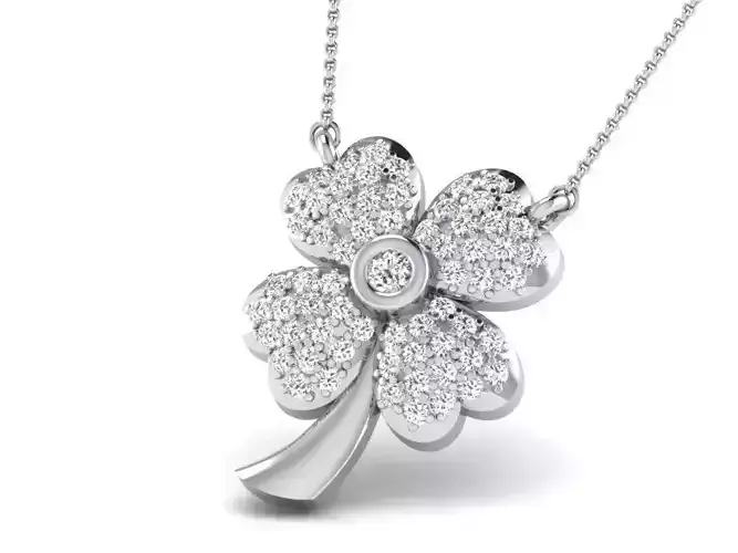 Flower Shaped Silver Pendant With Diamonds 7