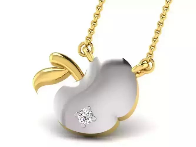 Apple Shaped Gold Pendant With Diamonds 3D print model