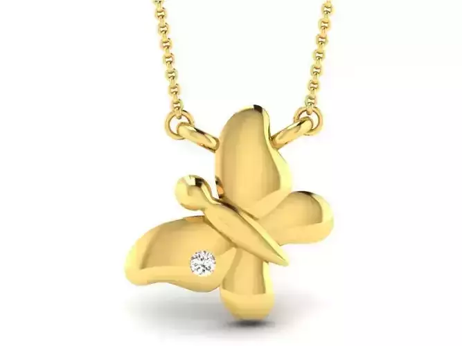 Butterfly Shaped Gold Pendant With Diamonds 3D print model