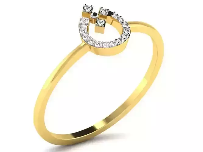 Drop Shaped Gold Ring With Diamonds 4 3D print model