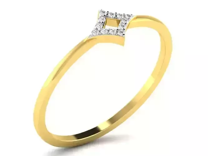 Diamond Shaped Gold Ring With Diamonds 1 3D print model