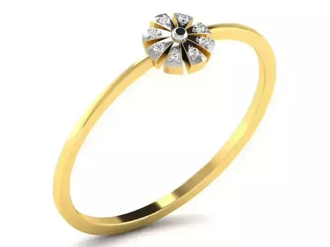 Flower Shaped Gold Ring With Diamonds 10