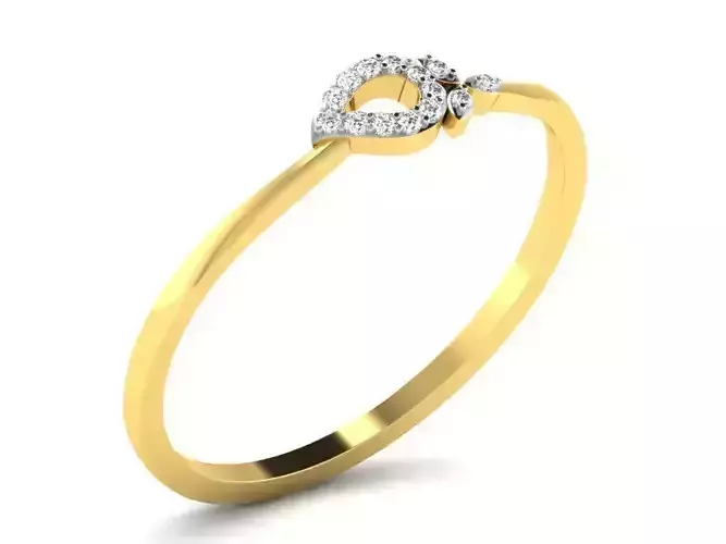 Leaf Shaped Gold Ring With Diamonds 3