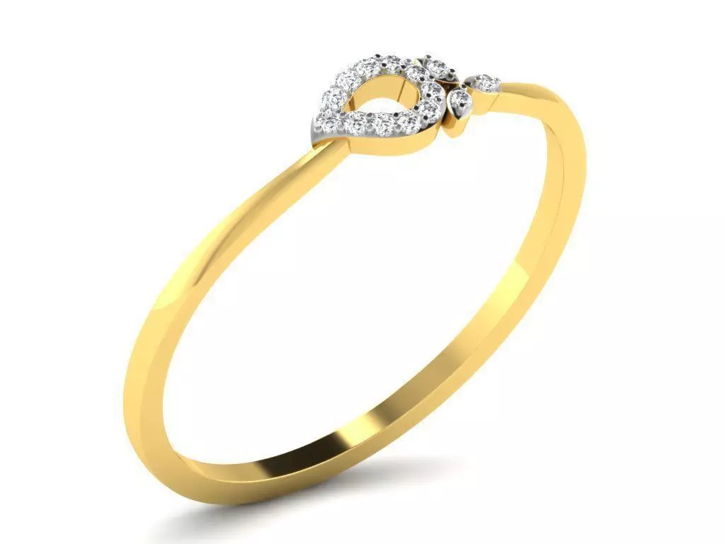 Leaf Shaped Gold Ring With Diamonds 3 3D print model_0