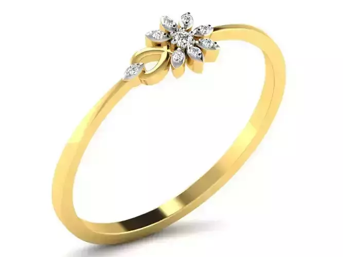Flower Shaped Gold Ring With Diamonds 13