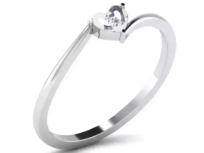 Heart Shaped Silver Ring With Diamonds