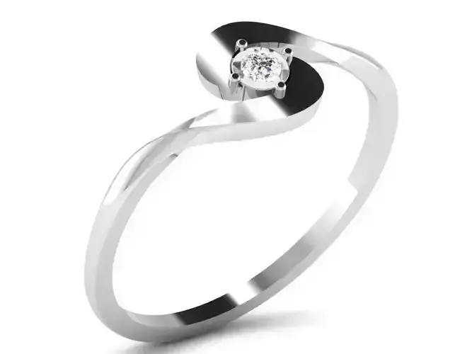 Swirl Silver Engagement Ring With Diamonds