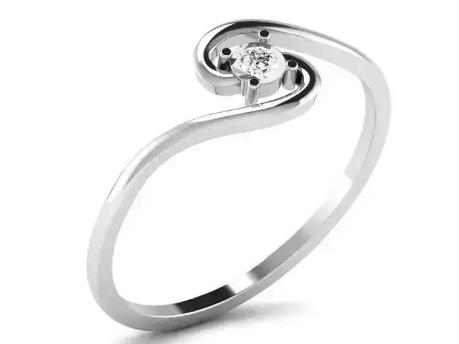 Swirl Silver Engagement Ring With Diamonds 1